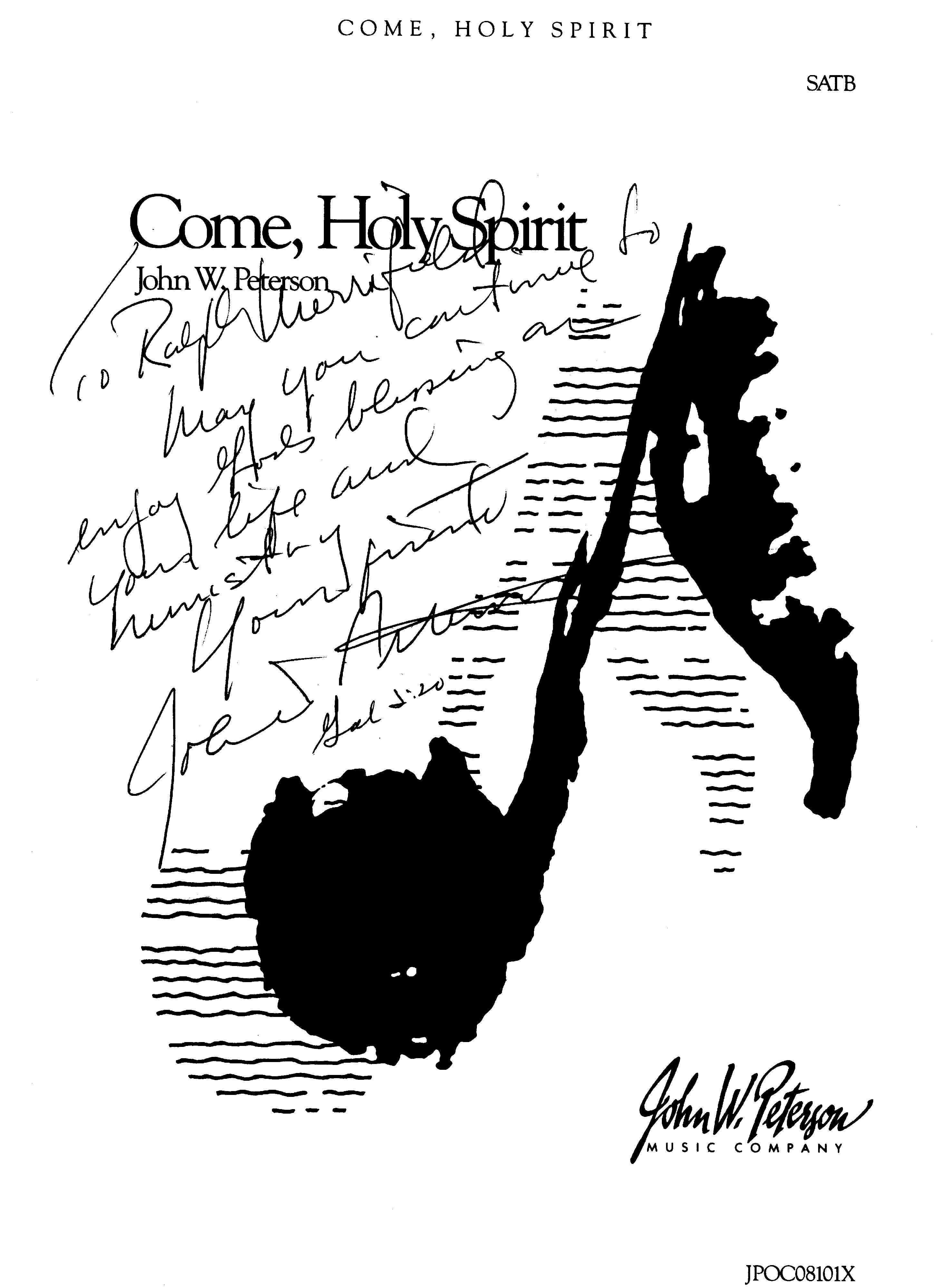 new hope music come holy spirit sheet music handwritten